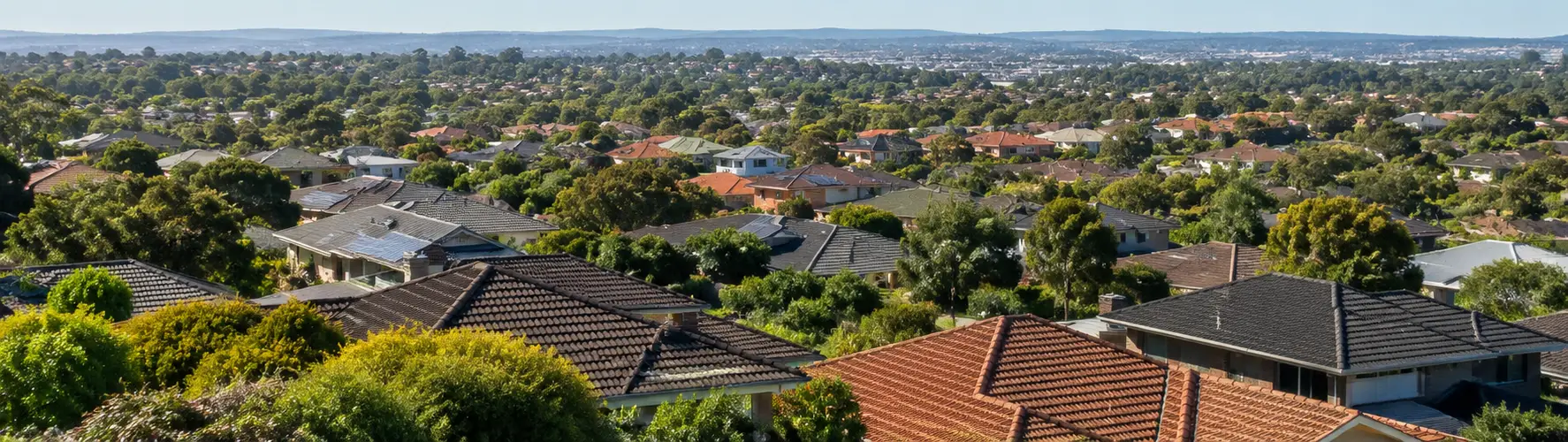 overlooking houses in residential area